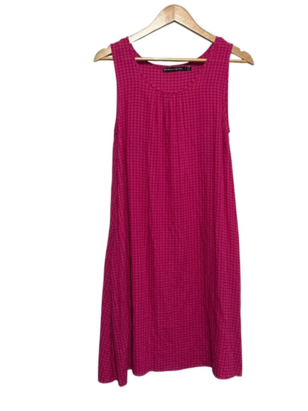 Gudrun Sjödén Sleeveless Dress Organic Cotton Check Grid Pattern Pink Small